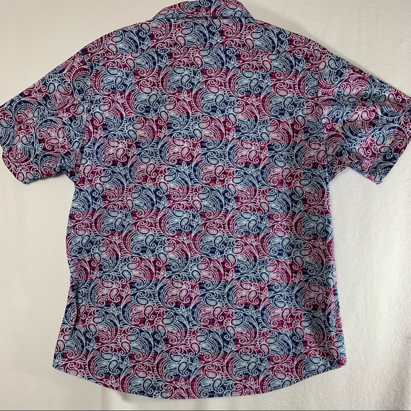 Cremieux Premium Denim Jeans Check Plaid Paisley ShortSleeve Woven Shirt Mens XL - Picture 3 of 10